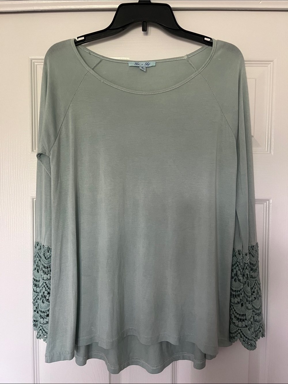 Boho Cottagecore Lace Sage Green Top by She & Sky